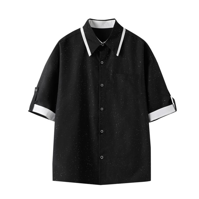 Qiopertar Liquidation à Moins de 5$ Blouse à Manches Courtes avec Poches et Col Rabattu pour Hommes en Solde