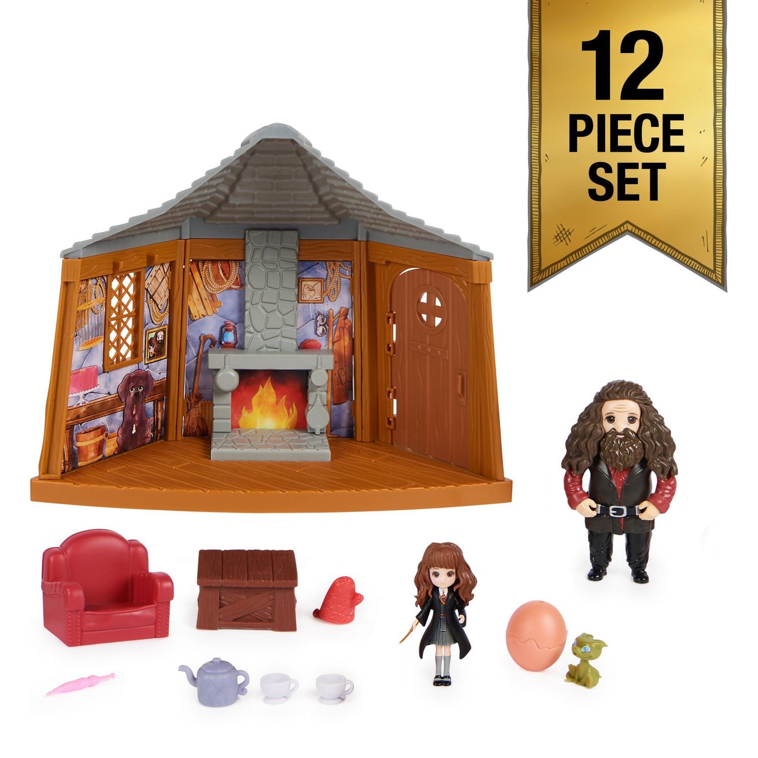Wizarding World Harry Potter, Magical Minis Hagrid’s Hut Playset with 2 Figures and 9 Doll Accessories, Kids Toys for Ages 6 and up