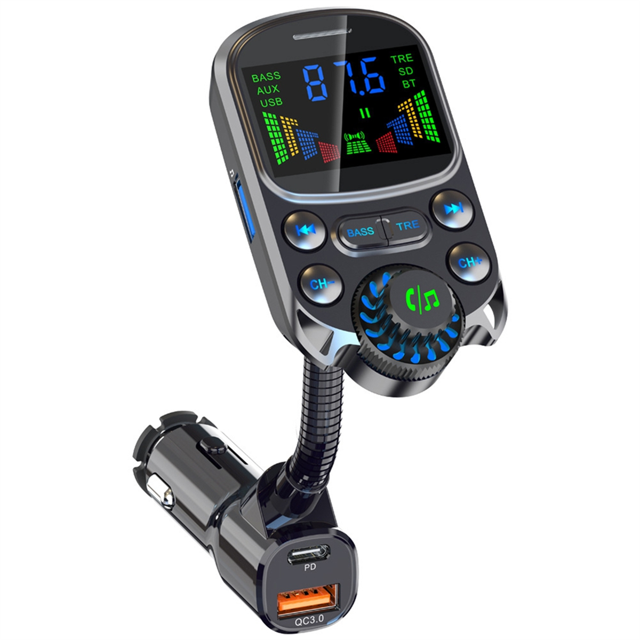 Kit para Coche Compatible con para Bluetooth, Transmisor FM, Manos , Reproductor MP3 Inalámbrico de Audio Auxiliar PD QC3.0