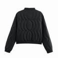 thumbnail image 4 of Womens Floral Embroidered Cropped Quilted Jacket Winter Warm Button Down Puffer Jacket Coat with Pockets, 4 of 7