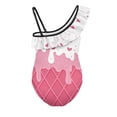 thumbnail image 5 of Uorisanigo Pink Ice Cream Cone Bathing Suits for Girls Size 13-14 Ruffle Halter One Piece Pool Party Swimwear Single Spaghetti Strap One Shoulder Swimsuit, 5 of 7