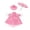 C002- Pink (Rain Suit Set), variant on Pink Outdoor Porch Goose Rain Suit, Pink Goose Easter Outfit, Pink Doll Clothing Full Set, Waterproof Doll Rainwear Set, Including Raincoat, Pointed Hat and Tiny Decorative