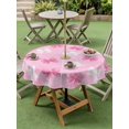 thumbnail image 4 of Outdoor Tablecloths with Umbrella Hole & Zipper, Pink White Bow Round Tablecloths 60 Inch, Modern Art Watercolor Bowknot Waterproof Table Cloth, Patio/Pool/Picnic Table Covers, 4 of 8