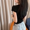 thumbnail image 4 of Womens Short Sleeve Henley Shirts Ribbed Slim Fitted Tee Summer Work Tops Button Blouse Spring Clothes, 4 of 4