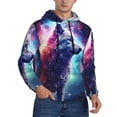 thumbnail image 2 of Wukai Starry Multicolored Wolf Print Men Hoodies Fleece Sweatshirts Long Sleeve Sweaters Pullover Fall Outfits Winter Clothes-3X-Large, 2 of 7