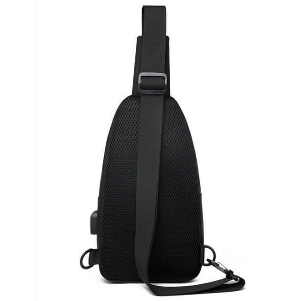 Mochila bandolera deportiva para hombre, ideal para actividades al aire libre. Incluye puerto USB.