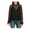 William Rast Mock Neck Lace Illusion Peasant Top X- Small