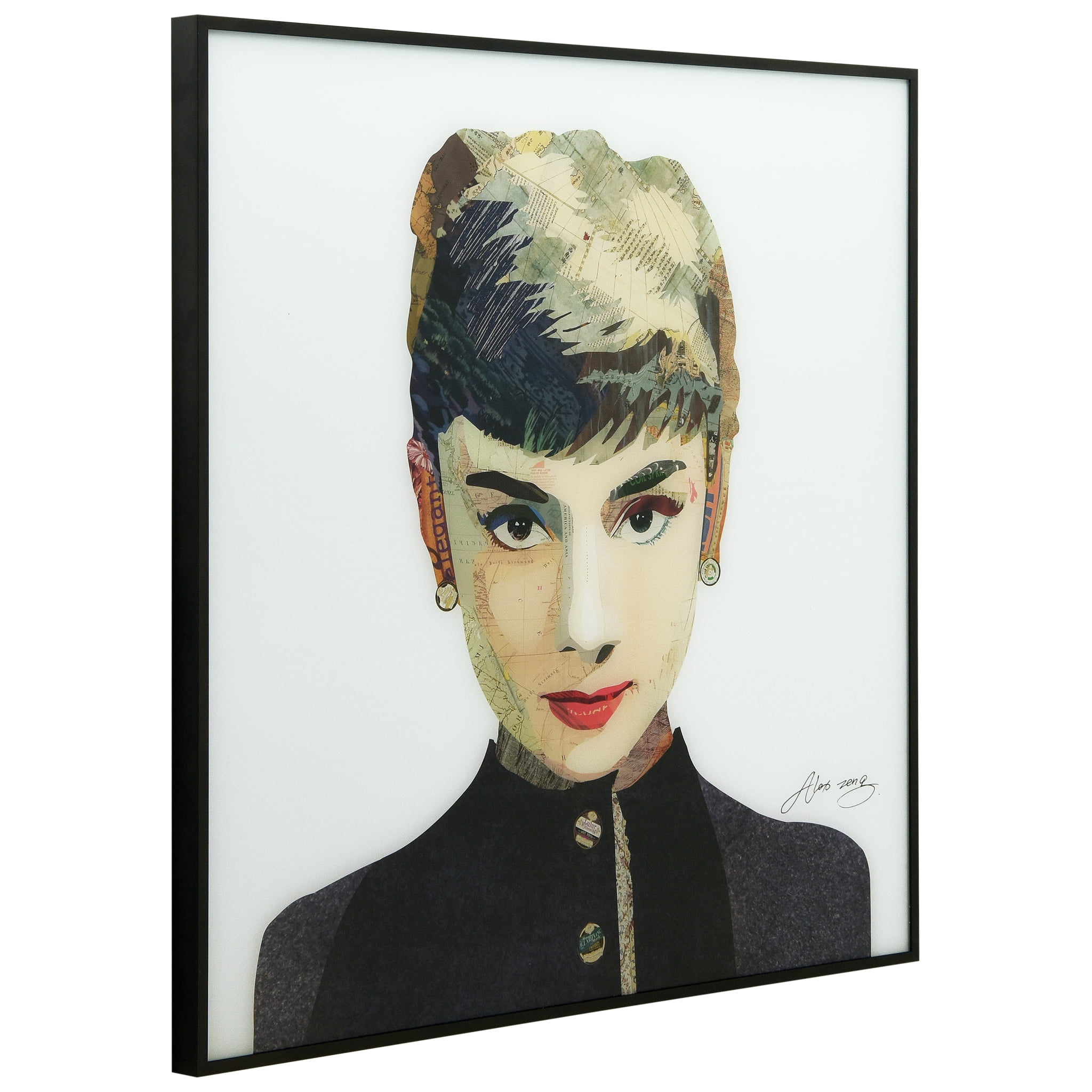 Empire Art Direct Audrey & Homage to John Printed on Glass Art with Anodized Aluminum Black Frame Wall Art, 24" x 24" each, Ready to Hang