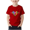 thumbnail image 1 of HVOBBTY T-shirt Décontracté à Manches Courtes Respirant pour Tout-Petits, Imprimé Cubain, Manches Courtes, Col Rond, Rouge, 15-16 Ans, 1 of 4