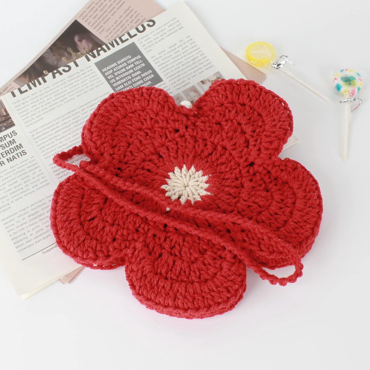 Women Mini Flower Cotton Crochet Crossbody Shoulder Bag Handbag Purse