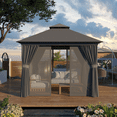 thumbnail image 2 of Sunmthink Outdoor Gazebo for Patio 10'x10', Metal Frame Canopy with Double Roofs, Heavy Duty Party Tent and Shelter with Mosquito Netting and Privacy Screen for Backyard,Garden,Deck (Gray), 2 of 9