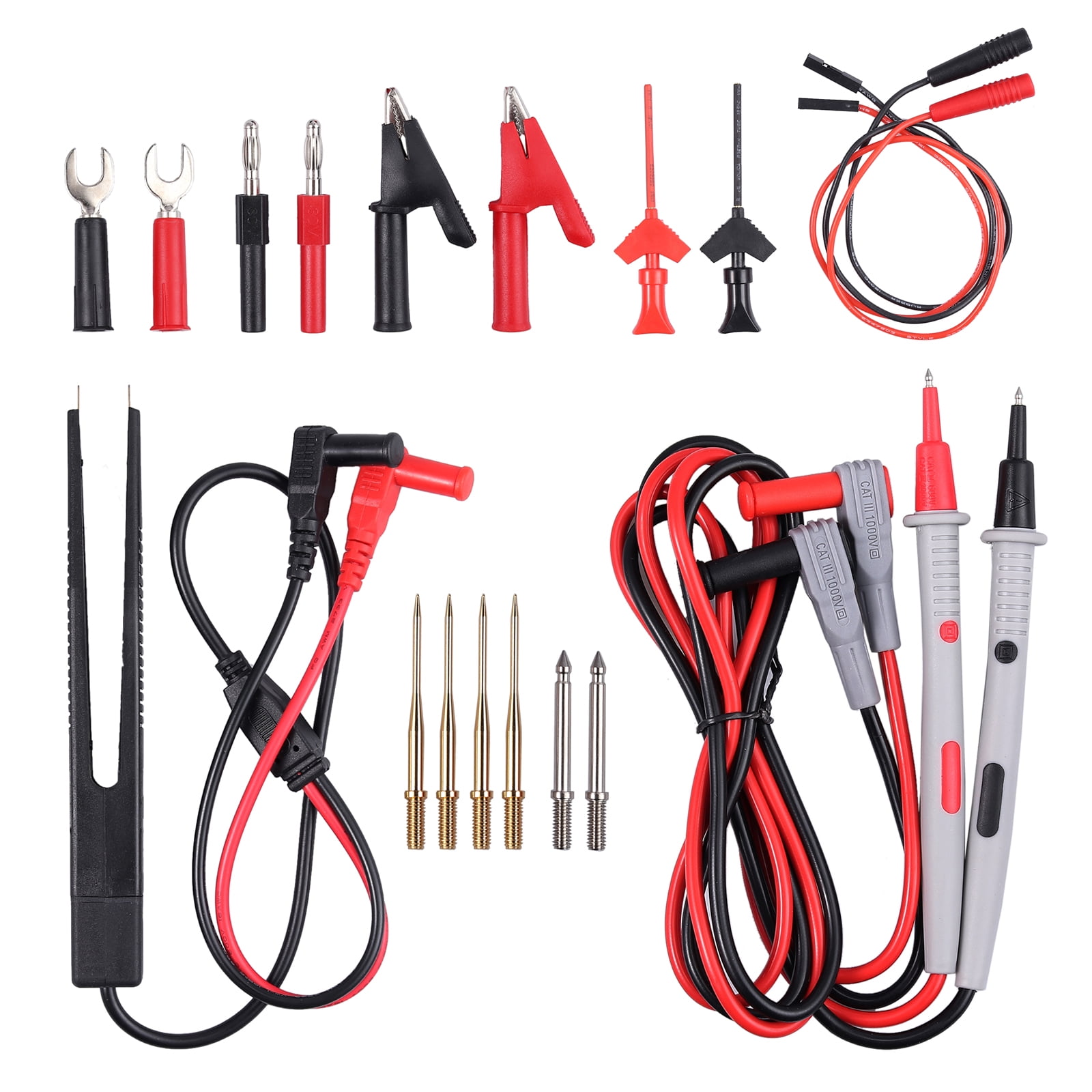 Test Probe 18-in-1 Electrical Multimeter Test Lead With Alligator Clips Professional Volt Meter Leads For Voltage Circuit Tester Spring Grabber,Test Extension Lead Sumnacon Multi Test Leads Kit 