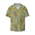 thumbnail image 2 of Lsque Cartoon Corn and Wheat print Men's Cuban Collar Short Sleeve Shirt Summer Beachwear Casual Button Down Fashionable Vacation Leisure Shirt-Small, 2 of 7