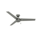 thumbnail image 2 of Hunter - Cassius Indoor/Outdoor Ceiling Fan, 52-inch, Matte Silver, Rustic-style, 3-speed WhisperWind Motor, 59262, for Porches, Bathrooms, 2 of 15