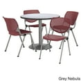 thumbnail image 3 of KFI Studios Mode Round 3' Dining Table Set, Walnut, 4 Burgundy KOOL Chairs, 3 of 5