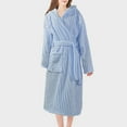 thumbnail image 2 of Htigea Women's Fleece Bathrobe Soft Comfy Long Sleep Robe Belt with Belt and Pocket Winter Warm Loungewear Blue,Free Size, 2 of 5