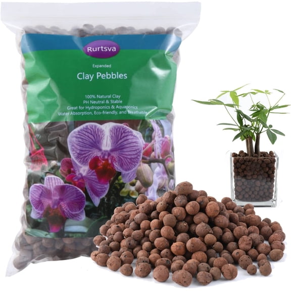 Natural Organic Clay Pebbles, 5LBS 8mm-18mm Expanded Leca Balls Plant Garden Soil, Grow Media for Hydroponics, Decoration, Aquaponics, Gardening Essentials