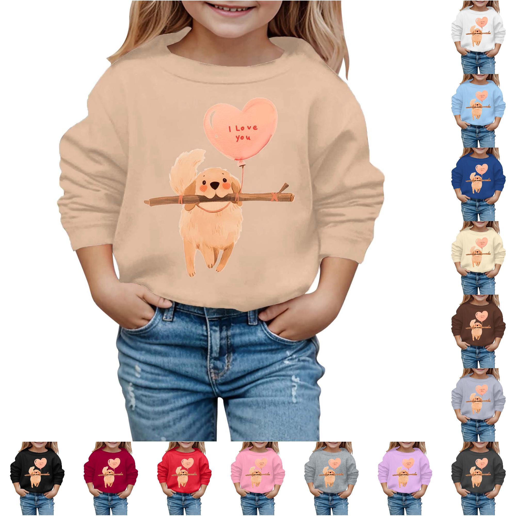 Byoo Girl s Cute Sweatshirt Long Sleeve Golden Retriever Puppy Graphic Pullover Play Casual Crewneck Top Khaki