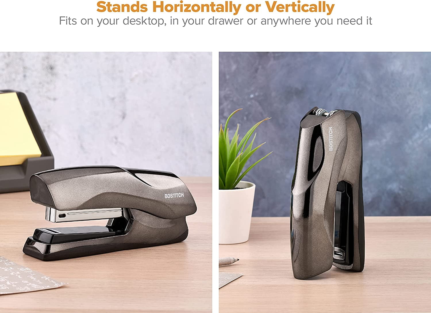 Bostitch Office Heavy Duty 40 Sheet Stapler, Antimicrobial Protected, Full-Strip, Black Chrome