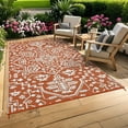 thumbnail image 6 of Geetinfly 9*12FT Area Rugs 320Gsm Pp Tube Plastic Woven Outdoor Carpet - Persian - Row Upon Row Brick red/white, 6 of 8