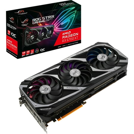 ASUS ROG STRIX Radeon RX 6700 XT OC Edition Gaming Graphics Card (AMD RDNA 2, PCIe 4.0, 12GB GDDR6, HDMI 2.1, DisplayPort 1.4a, Axial-tech Fan Design, 2.9-slot, Super Alloy Power II, GPU Tweak II)