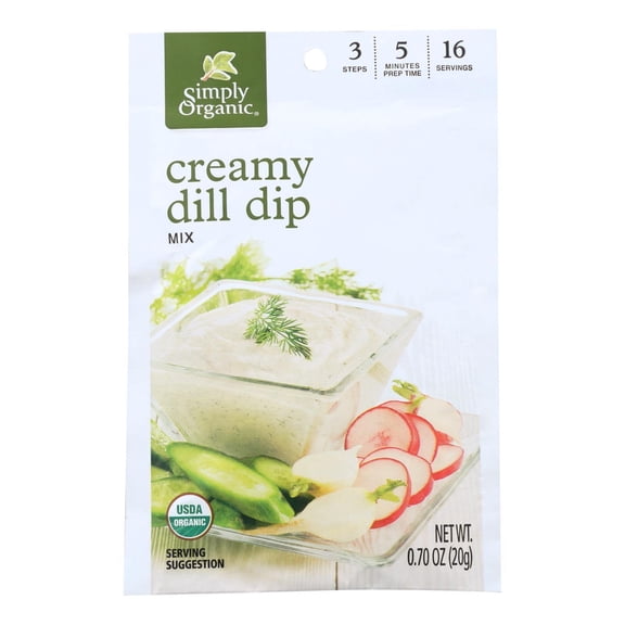 (12 Pack) Simply Organic Creamy Dill Dip, 0.7 oz