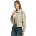 thumbnail image 1 of Women's Long Sleeve Corduroy Short Jacket Outerwear, Beige, Medium, 1 of 5