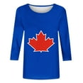 thumbnail image 4 of Bovemsi 2025 Women's Canada Day Maple Leaf Graphic T-Shirt - Short Sleeve Patriotic Tee with Pocket - Polyester-Spandex Blend, Blue, L, 4 of 4
