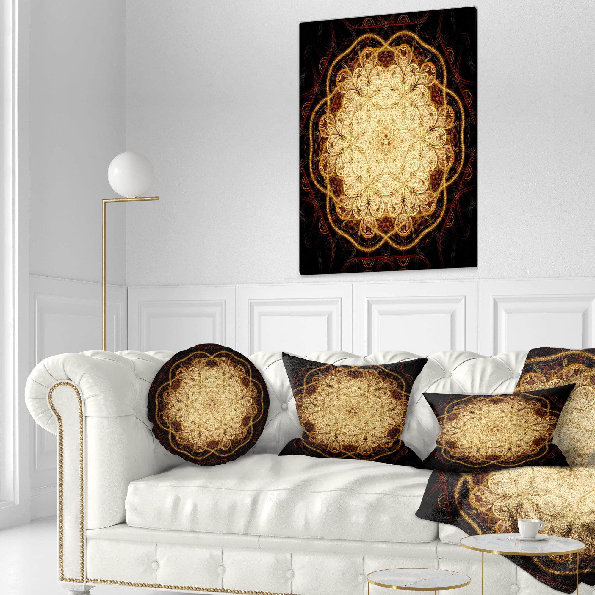Designart 12" x 20" Yellow Polyester Throw Pillow