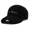 thumbnail image 2 of dianhelloya Warm hat Adjustable Hook Loop Fasteners Extended Brim Baseball Cap Women Autumn Winter Artificial Lamb Wool Outdoor Hat Black, 2 of 8
