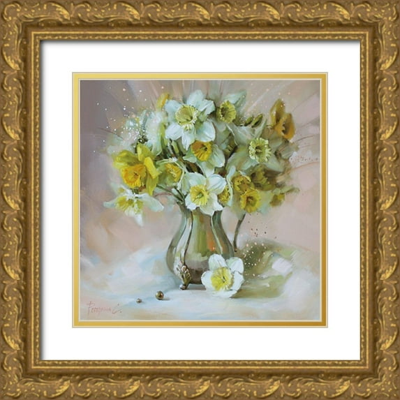 Rogozina, Svetlana 15x15 Gold Ornate Wood Framed with Double Matting Museum Art Print Titled - Daffodils