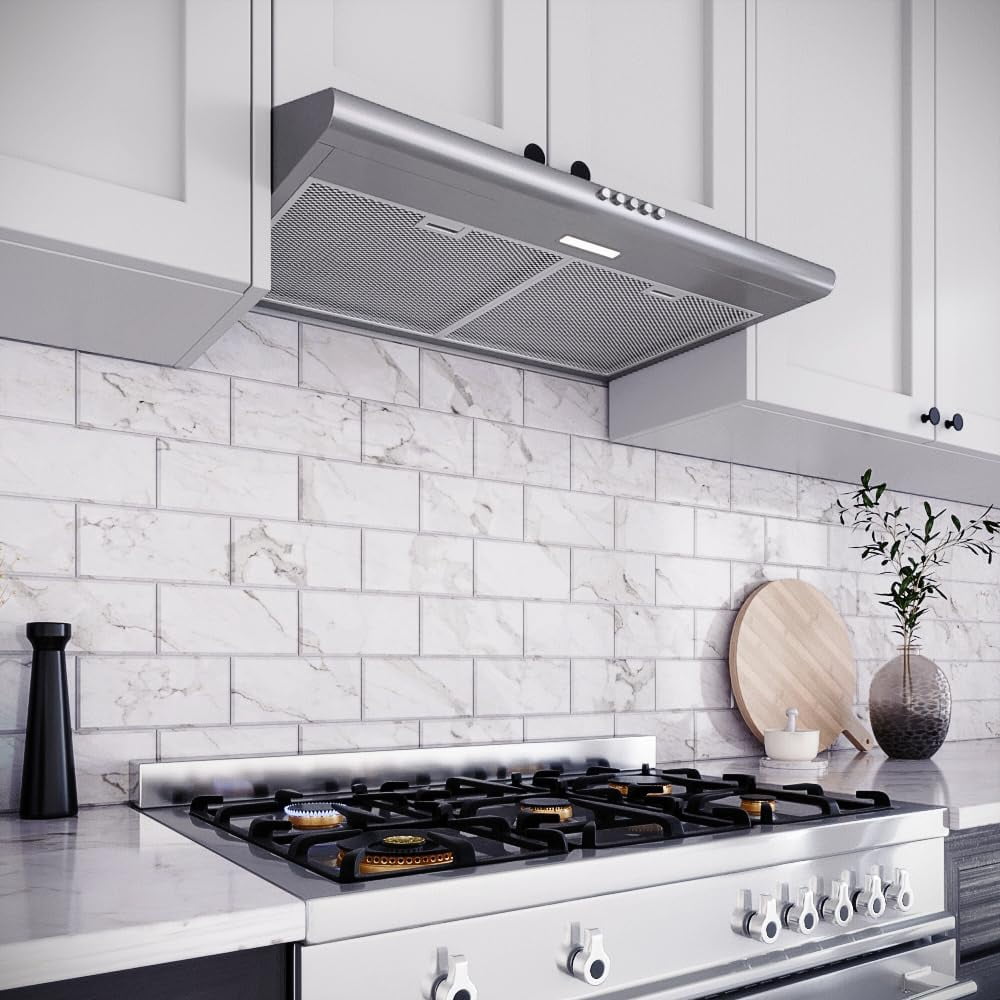 Streamline 30 in. Lammari Ducted Undermount Range Hood in Brushed Stainless Steel with Mesh Filters, Push Button Control, LED Light