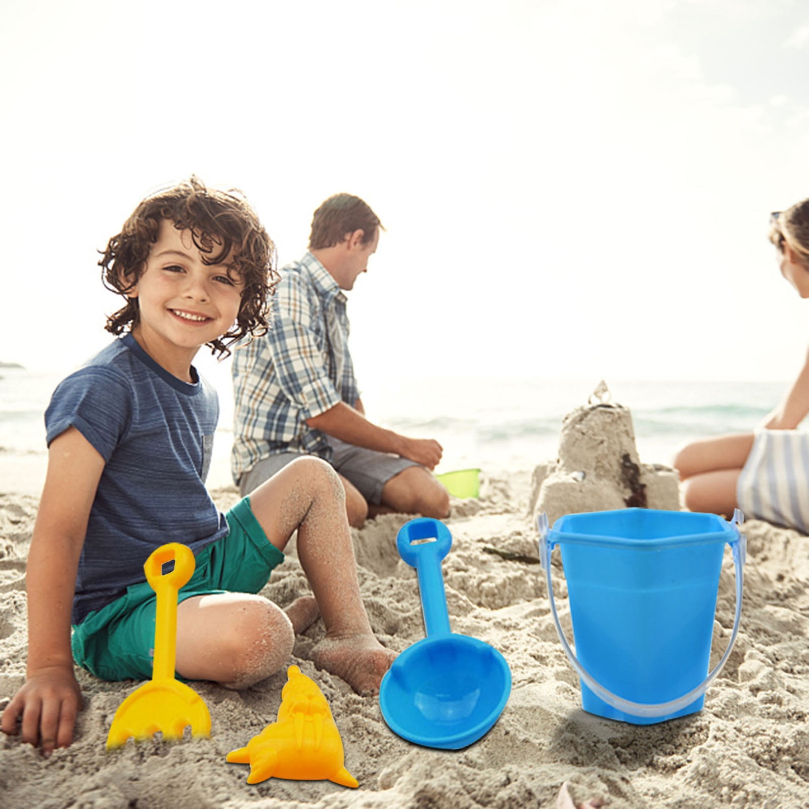 Bucket and Spade 7pc Set Beach Garden & Sandpit Toys New Kids Sand Castle Summer 