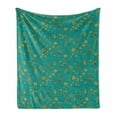 thumbnail image 1 of Floral Soft Flannel Fleece Throw Blanket, Continuous Various Herbarium Flowers Botanical Nature Illustration, Cozy Plush for Indoor and Outdoor Use, 50" x 60", Pale Orange Dark Seafoam, by Ambesonne, 1 of 5