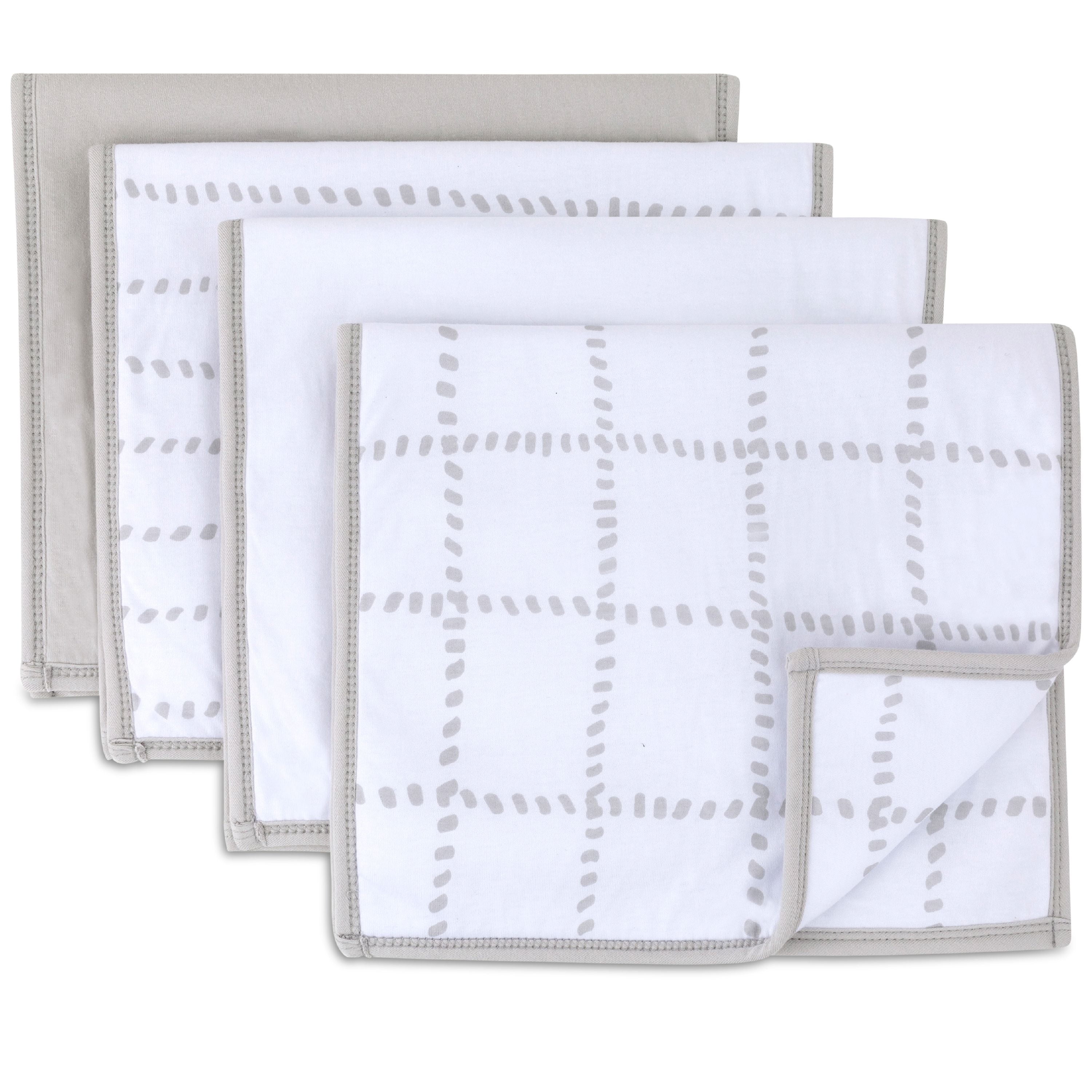 Petit Classics, 4 Pack Fleece Burp Cloths,100 Cotton with Extra