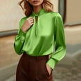thumbnail image 4 of Wensltd Women Trendy Shirts Summer Spring Casual Long Sleeve Blouses Loose Fit Soft Daily Satin Blouse for Women, 4 of 9