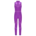 thumbnail image 3 of Yanarno Girls Rhinestone Gymnastics Leotards Ballerina Dance Costume Mock Neck Key Hole Back Figure Purple 6, 3 of 7