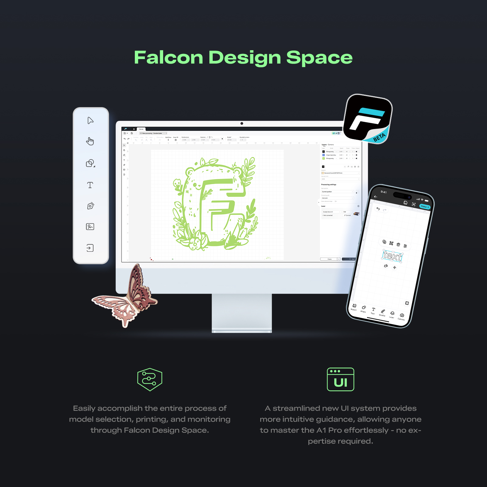 Creality Falcon A1 Pro 20W Laser Engraver & Cutter with 20W&2W Switchable Laser Modules (Optional), Enclosed Engraver with Smart Touch Screen, HD Camera Real-time Monitoring