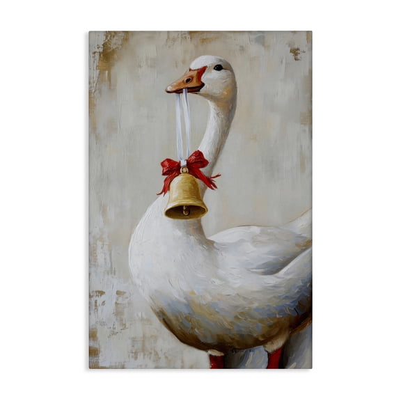 Festive Jingle Goose Canvas Wall Art, design by Petal Prints Design