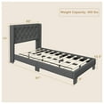 thumbnail image 3 of Costway Twin Size Upholstered Platform Bed Tufted Headboard Mattress Foundation Grey, 3 of 10