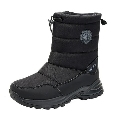 

fvwitlyh Snow Boots for Men Reliable Work Shoes Winter Men s Velvet Thick Rubber Sole Plush Warm And Comfortable Insulated Hunting Boots for Men