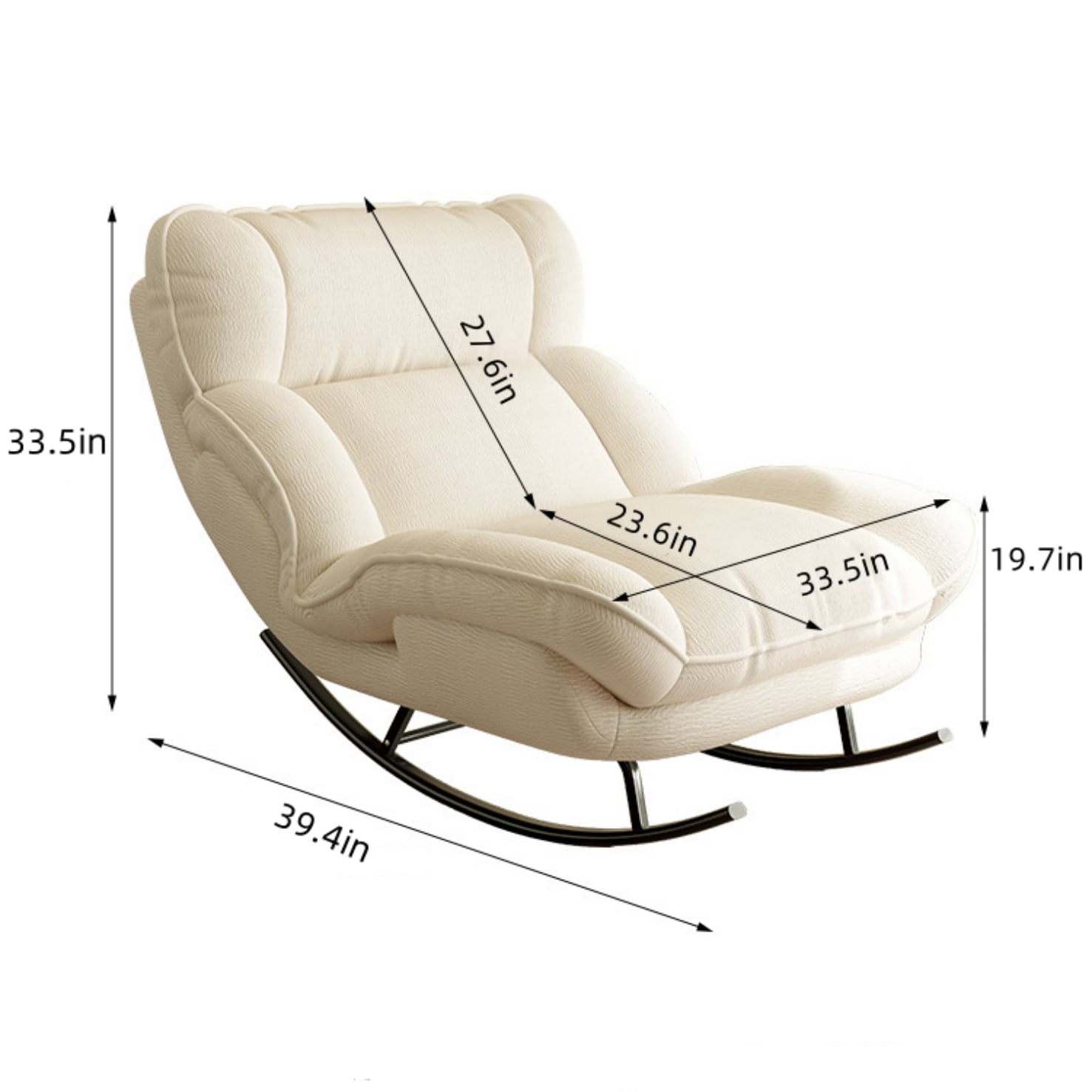 Keerffo Sofa Rocking Chair Metal Frame with Adjustable Backrest Comfortable Decorative Chair Modern Ergonomic Sofa for Living Room Bedroom