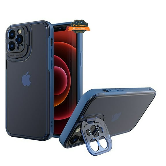 For Apple iPhone 13 Pro Max (6.7") Cases with Kickstand & Camera Protection Hybrid Rubber Bumper Shockproof Anti-Slip Drop Phone Case Cover by Xpression [Blue]