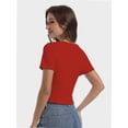 thumbnail image 2 of Women's Scoop Neck Short Sleeve Crop Tops Slim Fit T-Shirts, 2 of 6