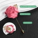 thumbnail image 2 of Uxcell 1-Pack Insignias de Flor para Hombres, Broches de Rosa con Hoja Dorada para Novios en Bodas/Bailes/Fiestas [Rosa Oscuro], 2 of 7