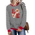 thumbnail image 4 of Craaazy Valentines Tops for Women Loose Striped Crew Neck Long Sleeve Shirts Gifts, 4 of 6
