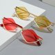 thumbnail image 4 of Nuevas gafas de sol de protección solar de media montura con forma de diamante, de metal, para mujer, de moda europea y americana, con montura pequeña, de alta gama., 4 of 7