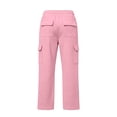 thumbnail image 4 of LRen Girls Solid Color Cargo Sweatpants Elastic Waist Wide Leg Casual Sport School Uniform Pants for 5-14 Years Back To School Preppy Clothes for Girls, 4 of 7