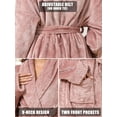 thumbnail image 3 of Robes for Women, LOFIR Long Womens Robes, Soft Fluffy Fleece Bath Robe with Front Pocket, Winter Warm Plush Lapel Women's Robes, Adjustable Belt, Taupe, S/M, 3 of 7