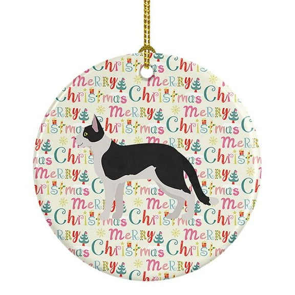 Bicolour Aegean Cat Christmas Ceramic Ornament 2.8 in x 2.8 in